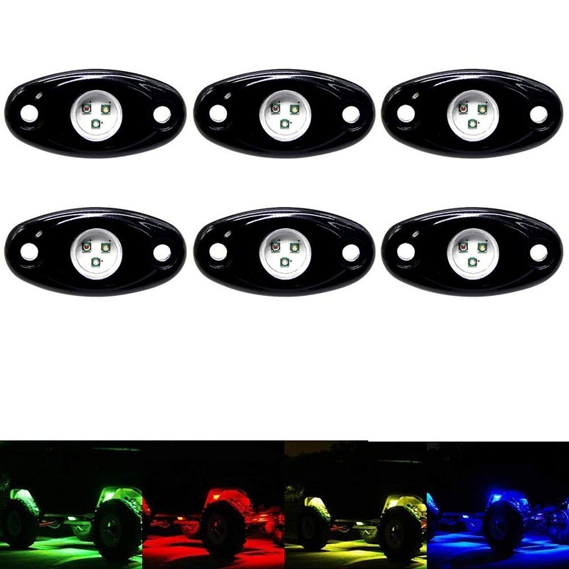 OPP ULITE RGB Rock Lights 6Pods, Multicolor Neon Accent Underglow Lighting Kit, APP Control Music Mode for Jeep Offroad Pickup Trucks UTV SUV Motorcycle, Waterproof Led Exterior Light - Image 1